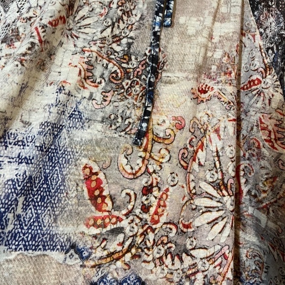 Chicos Top Women XL Orange Lace Floral Feminine Boho Western Concert Mature 80s - Picture 5 of 14